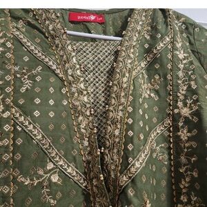 Green Embroidered Women's Dress